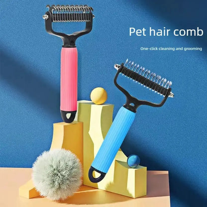 Pet Grooming Tool, Universal Detangling Comb for Dogs, Stainless Steel Double-Sided Design, Effective Shedding Removal & Matted Hair Tamer, Practical Daily Dog Coat Maintenance Supplies.