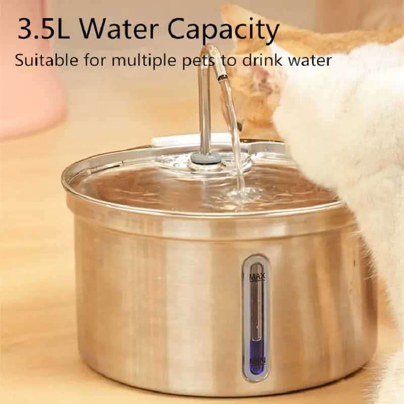 118Oz Cat Water Fountain Stainless Steel Pet Drinking Fountain for Cats Indoor with Quiet Pump, Replacement Filters