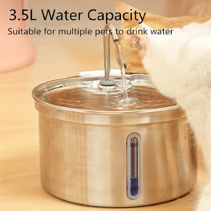 118Oz Cat Water Fountain Stainless Steel Pet Drinking Fountain for Cats Indoor with Quiet Pump, Replacement Filters